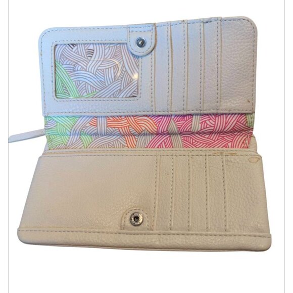 The Sak Wallet Cream Bifold zip up Purse with Front Card Fold Flap Floral Print - Picture 3 of 6